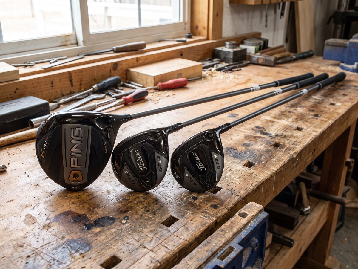 Driver heads on a workbench